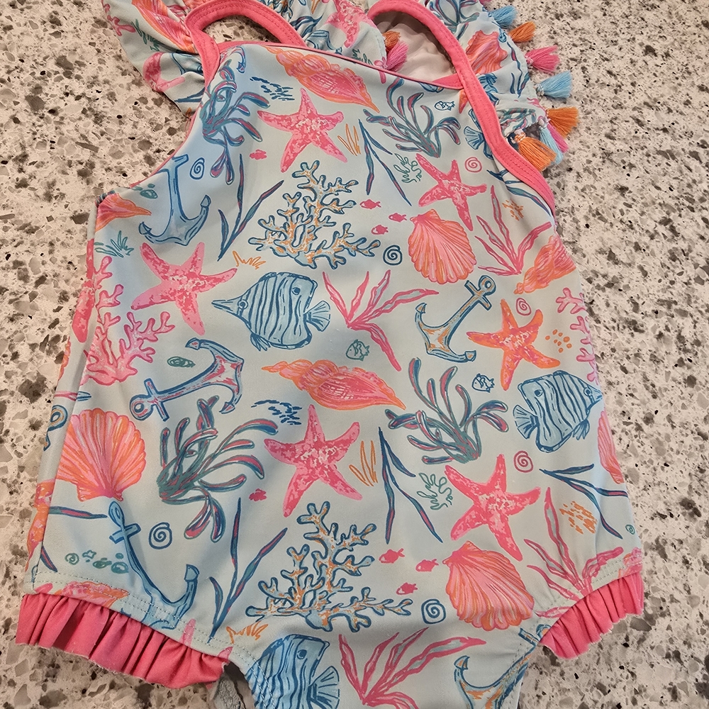 Mud Pie Kids Swim One Piece - Pink and Blue